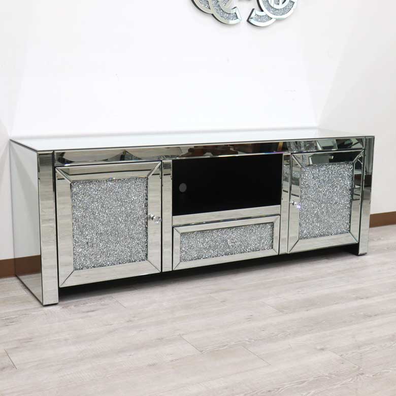 ミラー家具 テレビボード 150cm  ローボード テレビ台 シルバー