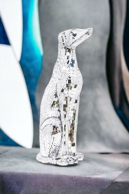 犬の置物 オブジェ ミラー張り 風水 縁起物 オーナメント