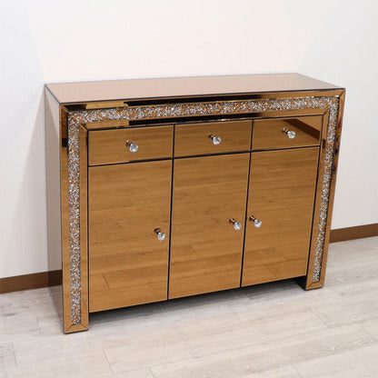 ミラー家具 ローキャビネット 120cm ディスプレイスタンド サイドボード ローズゴールド