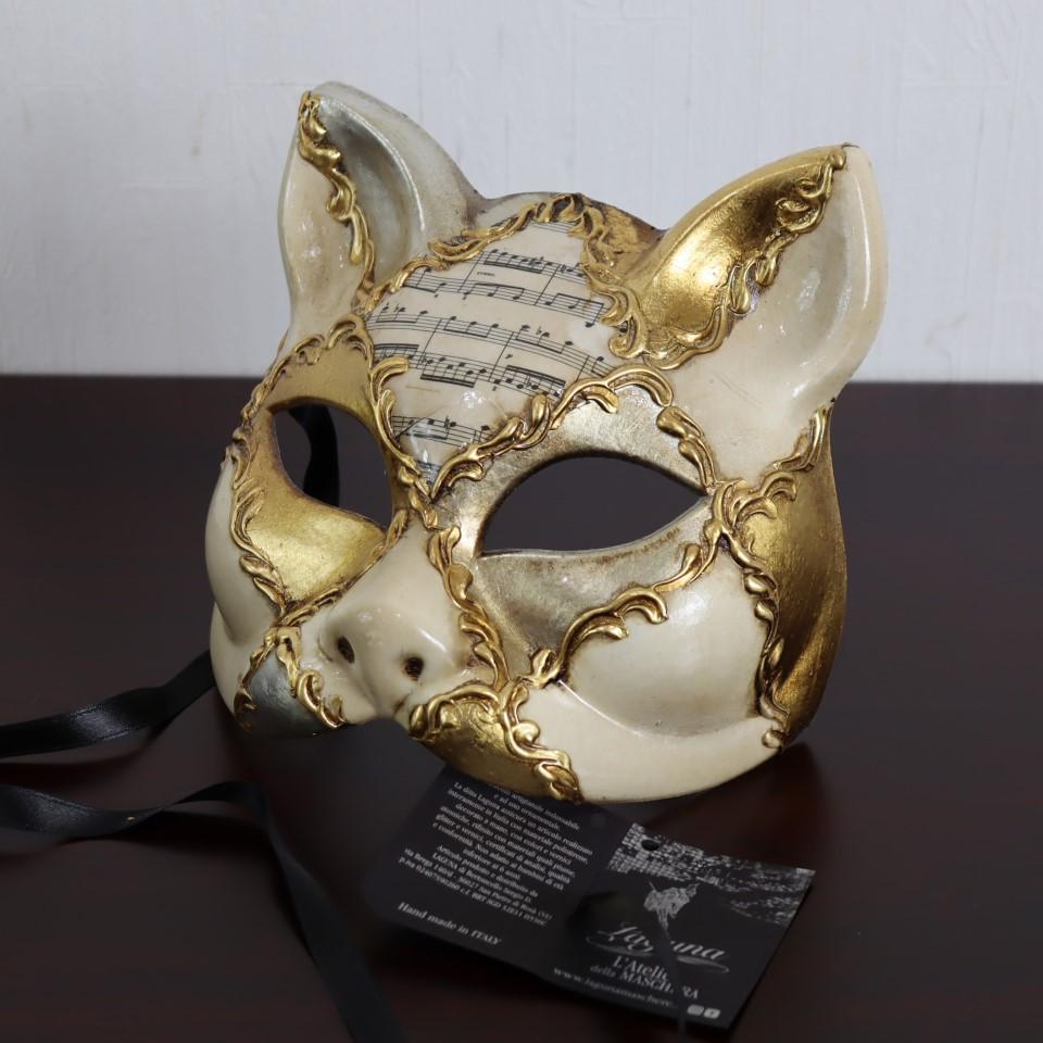 ベネチアンマスク カーニバルマスク 仮面 猫 キャット ゴールド シルバー イタリア製 ゴージャス ヴェネチアンカーニバルマスク マスケラ