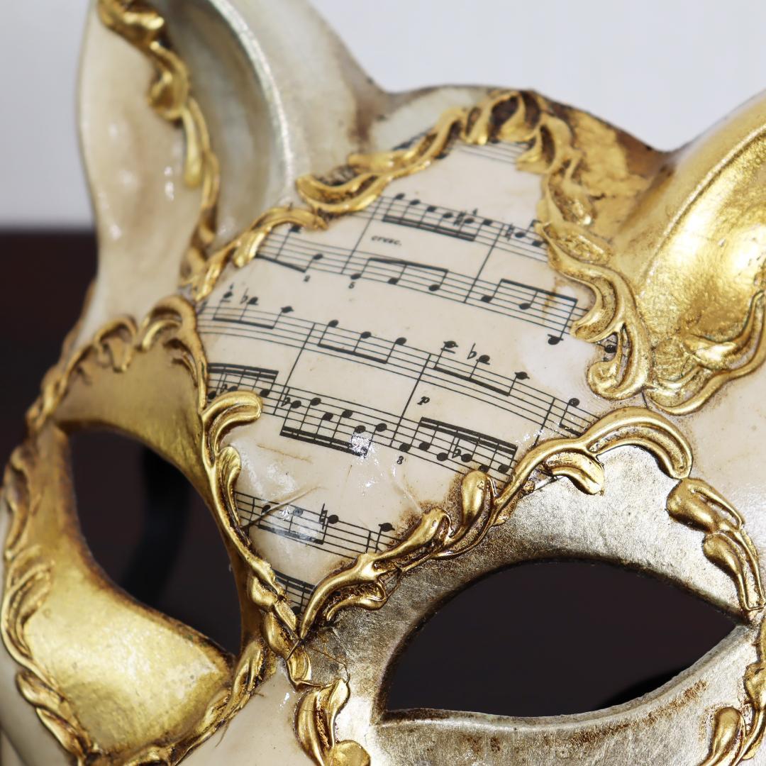 ベネチアンマスク カーニバルマスク 仮面 猫 キャット ゴールド シルバー イタリア製 ゴージャス ヴェネチアンカーニバルマスク マスケラ