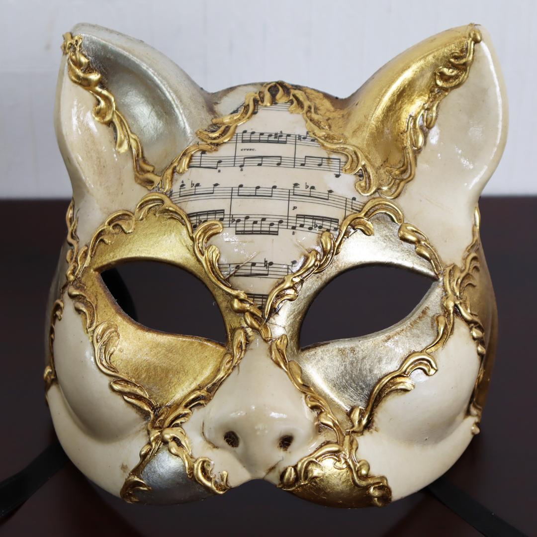 ベネチアンマスク カーニバルマスク 仮面 猫 キャット ゴールド シルバー イタリア製 ゴージャス ヴェネチアンカーニバルマスク マスケラ