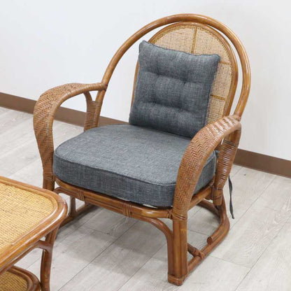 ラタン一人がけソファ クッション1個付き 軽量 ソファー リバーシブル