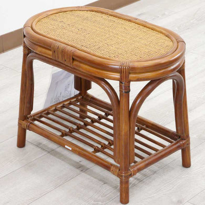 軽量ラタン ローテーブル サイドテーブル 小判型 手作り 軽い