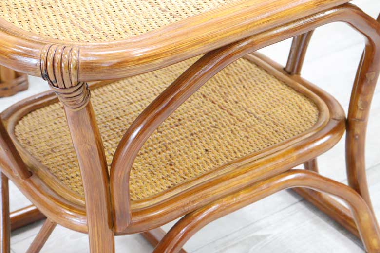 軽量ラタン ローテーブル 手作り 中棚付きテーブル 軽い