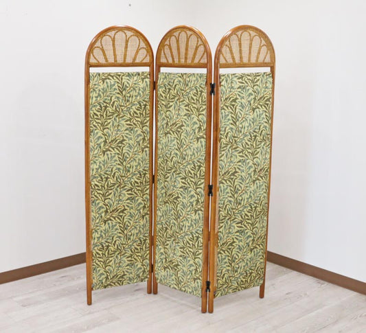 軽量ラタン 3連スクリーン グリーン 衝立 手作り 軽い カバー付き