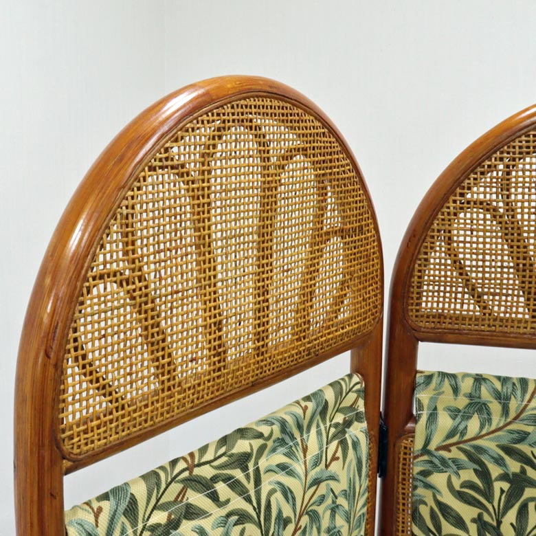 軽量ラタン 3連スクリーン グリーン 衝立 手作り 軽い カバー付き