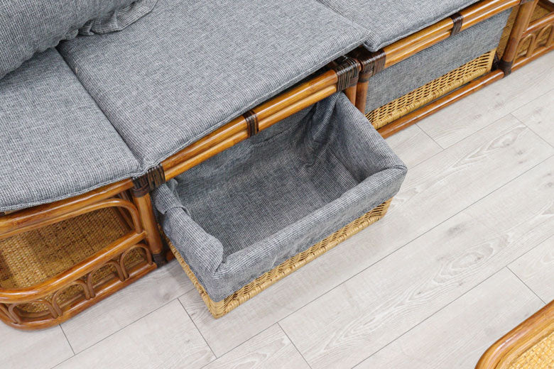 ラタンカウチソファ クッション2個付き 軽量 ソファー セパレート 140