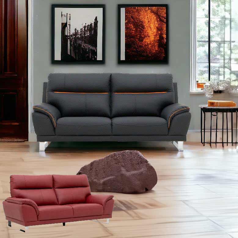 エレガントソファ 2Pソファ 2人掛け ブラック レッド 完成品 3Pソファ 3人掛け