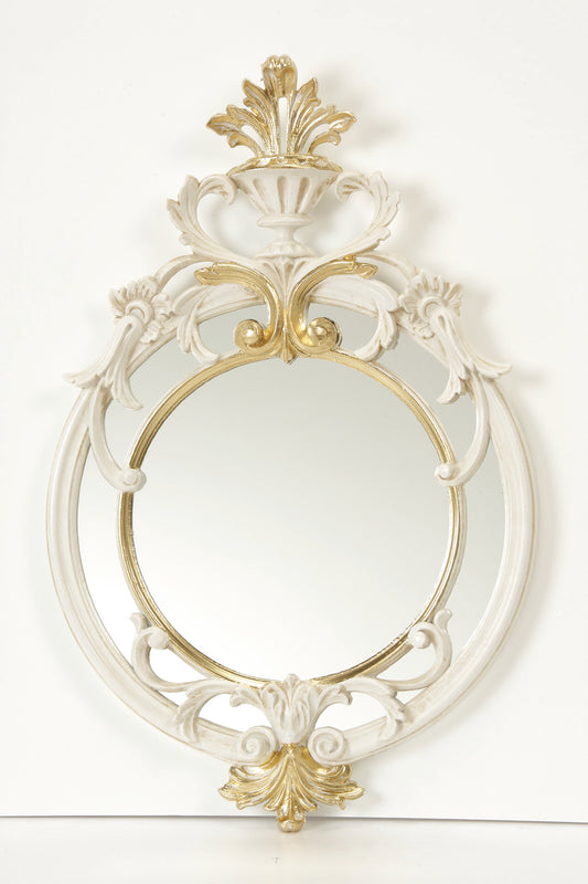 イタリア製 デコレーションミラー 置き鏡 ミラー  アイボリー ゴールド EUROMAMRCHI