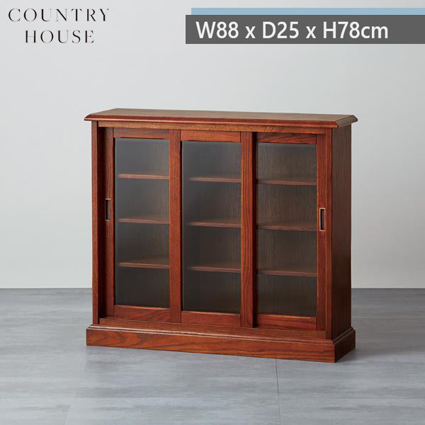 カントリーハウス 3ドア スリムキャビネット サイドボード 引き違い戸 オーク材 天然木使用 国産家具 英国調 ブリティッシュ CDB32
