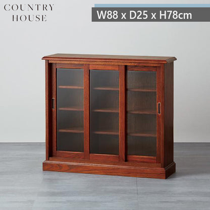 カントリーハウス 3ドア スリムキャビネット サイドボード 引き違い戸 オーク材 天然木使用 国産家具 英国調 ブリティッシュ CDB32