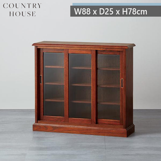 カントリーハウス 3ドア スリムキャビネット サイドボード 引き違い戸 オーク材 天然木使用 国産家具 英国調 ブリティッシュ CDB32