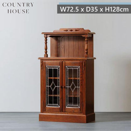 カントリーハウス 2ドア サイドボード 宮付 スリムキャビネット オーク材 天然木使用 国産家具 英国調 ブリティッシュ CLB11