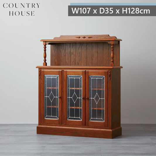 カントリーハウス 3ドア サイドボード 宮付 スリムキャビネット オーク材 天然木使用 国産家具 英国調 ブリティッシュ CLB12