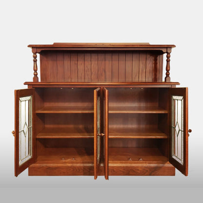 カントリーハウス 4ドア サイドボード 宮付 スリムキャビネット オーク材 天然木使用 国産家具 英国調 ブリティッシュ CLB13