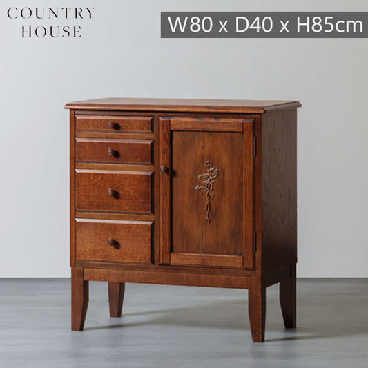 カントリーハウス 1ドア リビングボード 右扉タイプ サイドボード 引出4杯 オーク材 天然木使用 国産家具 英国調 ブリティッシュ CLB21