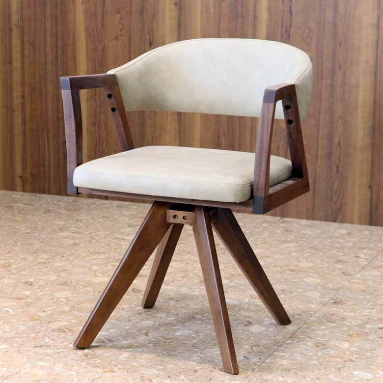 シギヤマ家具 回転チェア レブル ダイニングチェア 合皮 アイボリー ダークブラウン REBEL