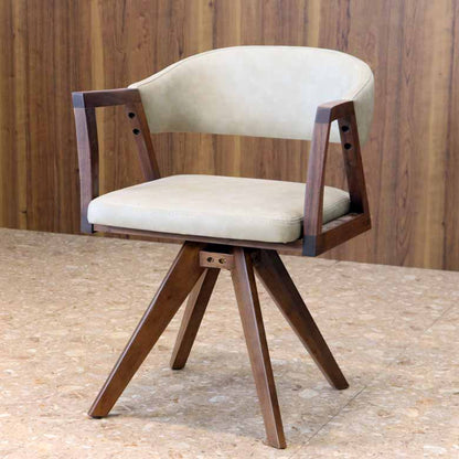 シギヤマ家具 回転チェア レブル ダイニングチェア 合皮 アイボリー ダークブラウン REBEL