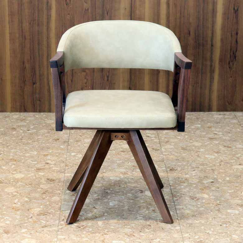 シギヤマ家具 回転チェア レブル ダイニングチェア 合皮 アイボリー ダークブラウン REBEL