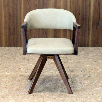 シギヤマ家具 回転チェア レブル ダイニングチェア 合皮 アイボリー ダークブラウン REBEL