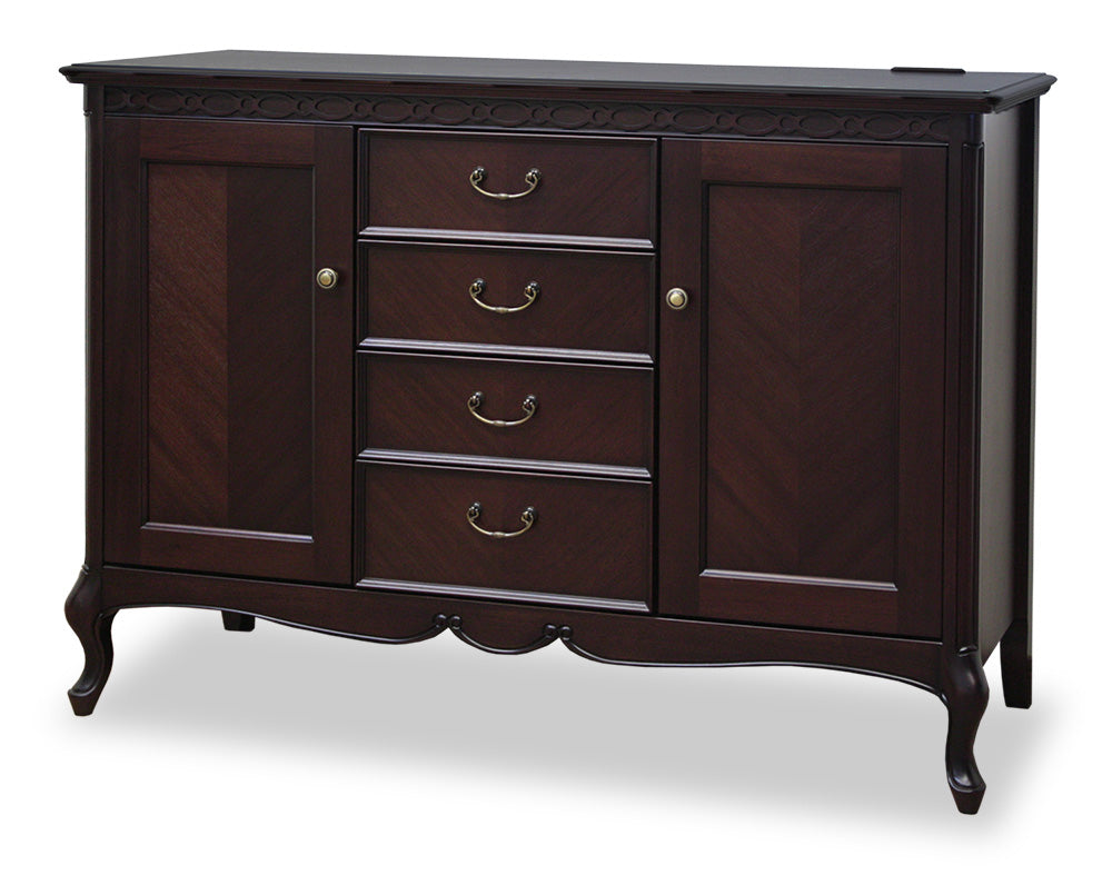 サイドボード チェスト 2口 コンセント付 幅114cm 東海家具 フルール DM SB114 マホガニー ダークブラウン 783857