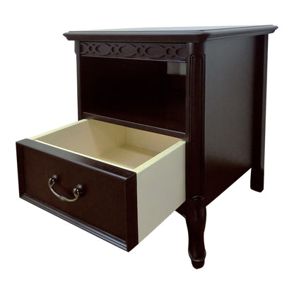ナイトテーブル サイドテーブル 2口 コンセント付 スライドカウンター付 東海家具 フルール DM マホガニー ダークブラウン 783222
