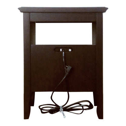 ナイトテーブル サイドテーブル 2口 コンセント付 スライドカウンター付 東海家具 フルール DM マホガニー ダークブラウン 783222