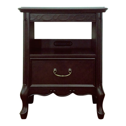 ナイトテーブル サイドテーブル 2口 コンセント付 スライドカウンター付 東海家具 フルール DM マホガニー ダークブラウン 783222