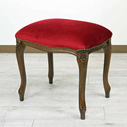 イタリア スツール 猫脚 レッドモケット オットマン 補助椅子 玄関用