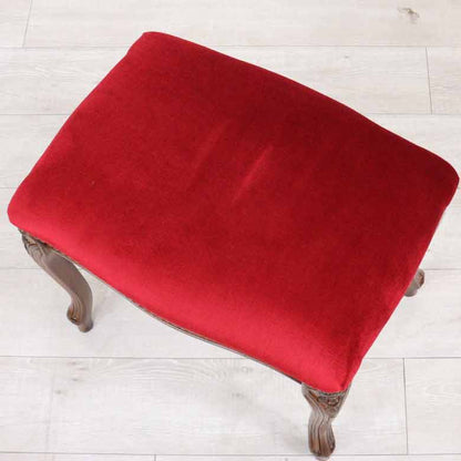 イタリア スツール 猫脚 レッドモケット オットマン 補助椅子 玄関用