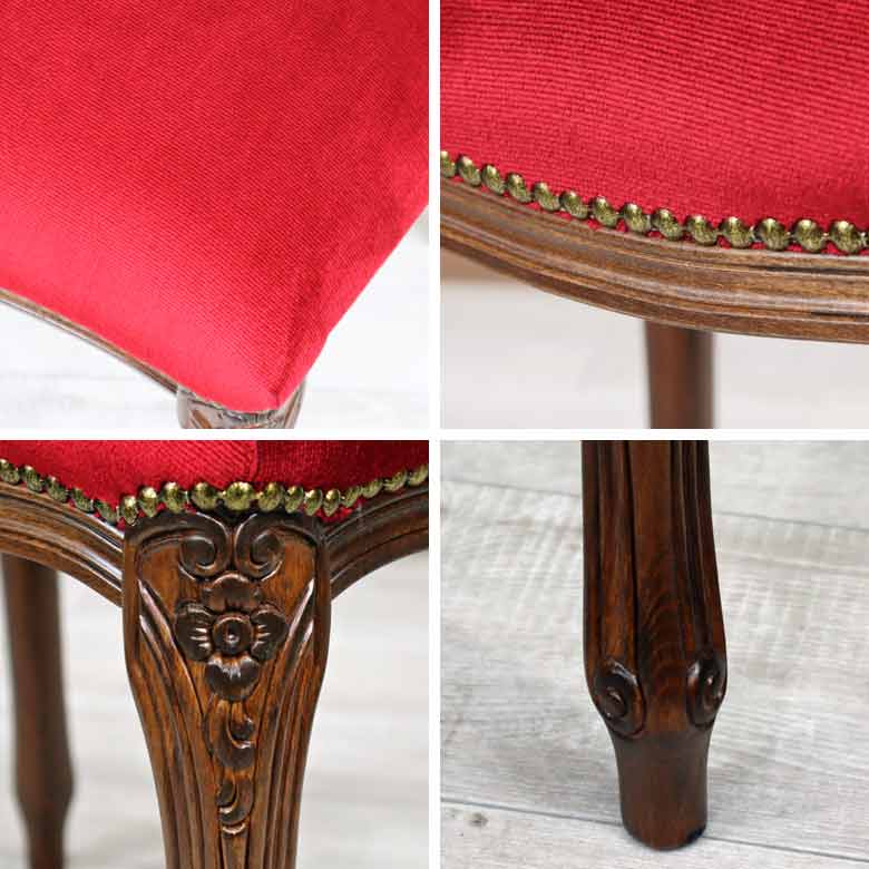 イタリア スツール 猫脚 レッドモケット オットマン 補助椅子 玄関用