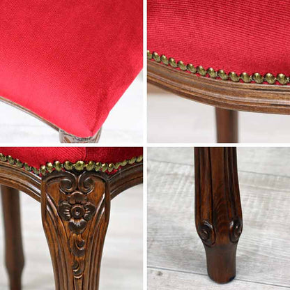 イタリア スツール 猫脚 レッドモケット オットマン 補助椅子 玄関用