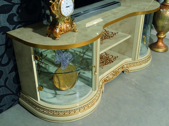 レオナルド テレビボード アイボリー イタリア キャメル ローキャビネット