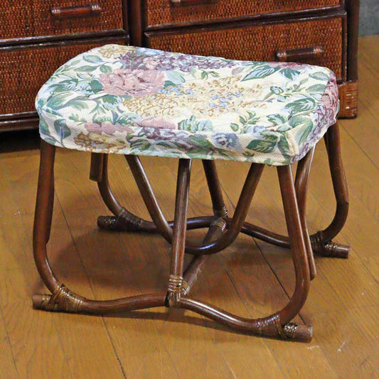 軽量ラタン スクエア スツール 手作り 椅子 軽い 花柄