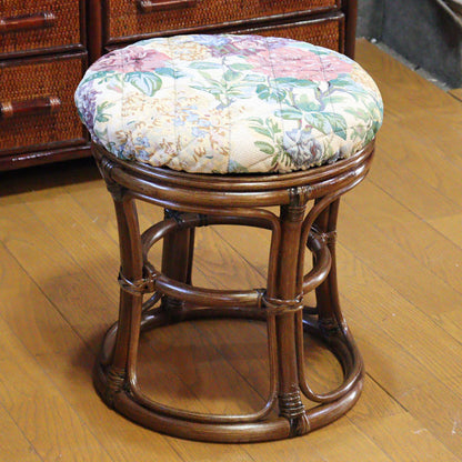 軽量ラタン 回転 スツール 手作り 椅子 軽い 花柄