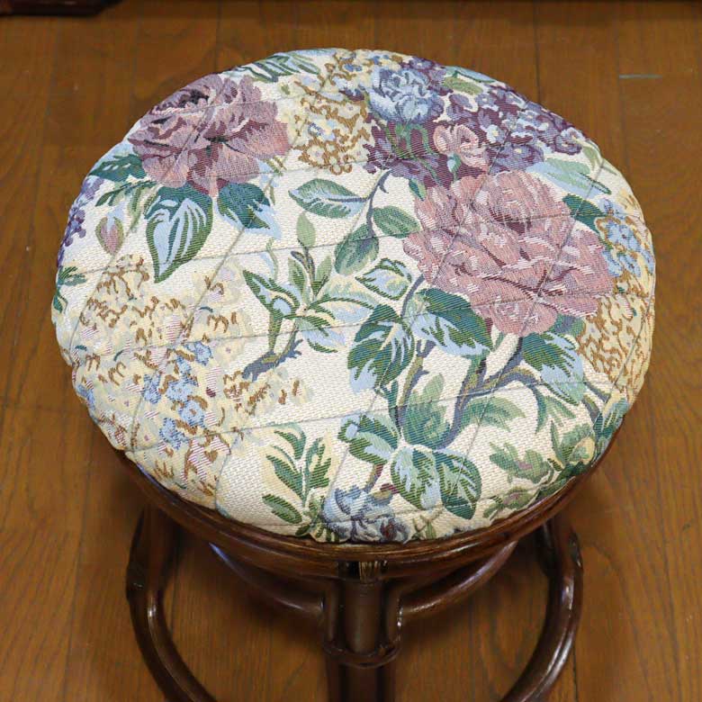 軽量ラタン 回転 スツール 手作り 椅子 軽い 花柄