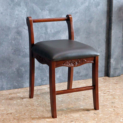 マホガニー 肘付玄関イス 片肘 スツール イス 合皮 チェア