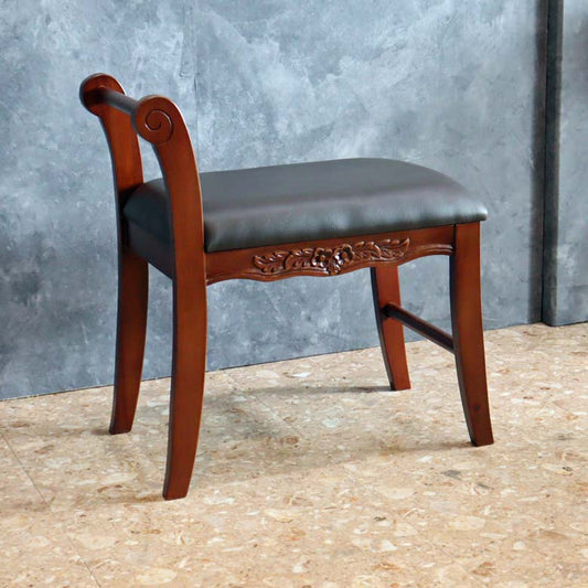 マホガニー 肘付玄関イス 片肘 スツール イス 合皮 チェア