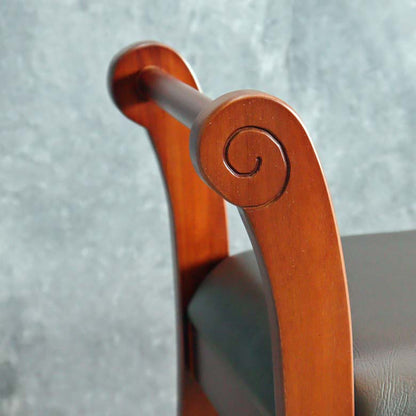 マホガニー 肘付玄関イス 片肘 スツール イス 合皮 チェア