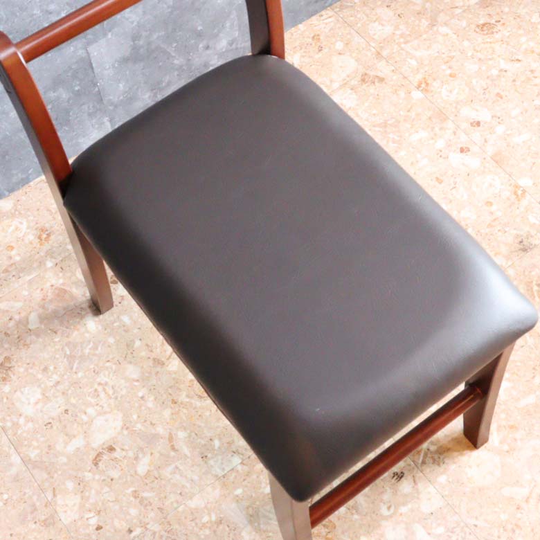 マホガニー 肘付玄関イス 片肘 スツール イス 合皮 チェア