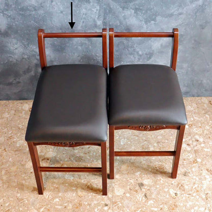 マホガニー 肘付玄関イス 片肘 スツール イス 合皮 チェア