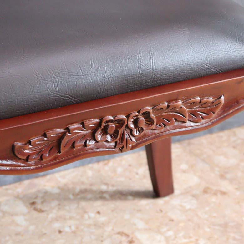 マホガニー 肘付玄関イス 両肘 スツール イス 合皮 チェア ベンチ