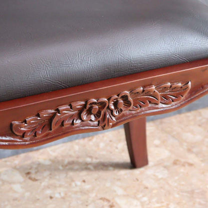 マホガニー 肘付玄関イス 両肘 スツール イス 合皮 チェア ベンチ