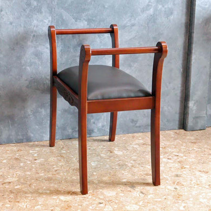 マホガニー 肘付玄関イス 両肘 スツール イス 合皮 チェア ベンチ