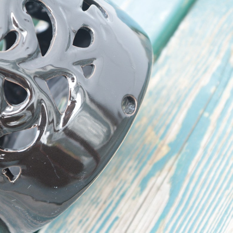 傘立て アンブレラスタンド 陶器製 透かし彫りアート ブラック モダン アート かさ立て エントランス 玄関