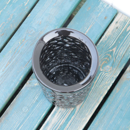 傘立て アンブレラスタンド 陶器製 透かし彫りアート ブラック モダン アート かさ立て エントランス 玄関