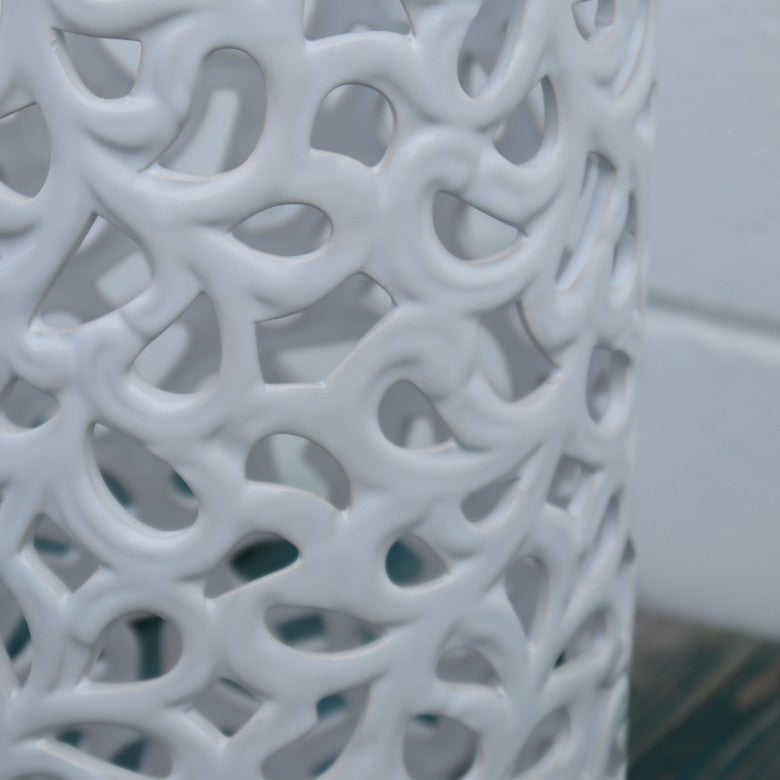 傘立て アンブレラスタンド 陶器製 透かし彫りアート ホワイト 白 モダン アート かさ立て エントランス 玄関