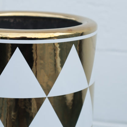 傘立て アンブレラスタンド 陶器製 ホワイト x ゴールド 白 金 モダン アート かさ立て エントランス 玄関