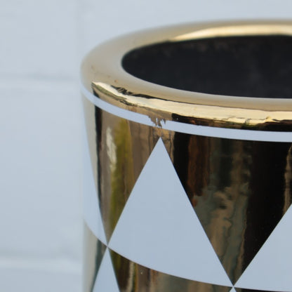 傘立て アンブレラスタンド 陶器製 ホワイト x ゴールド 白 金 モダン アート かさ立て エントランス 玄関